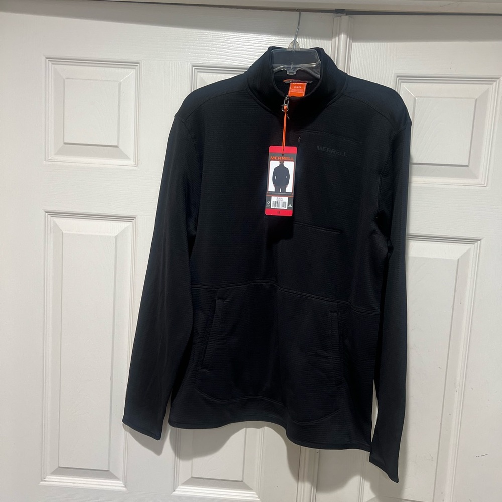 Merrell Jacket Men’s Medium Moisture Wicking Quarter Zip Black Jacket Pocket